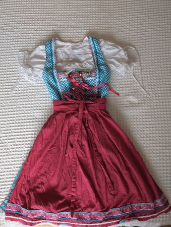 Traditional Dirndl Dress Oktoberfest Size 34 Blue Red White
