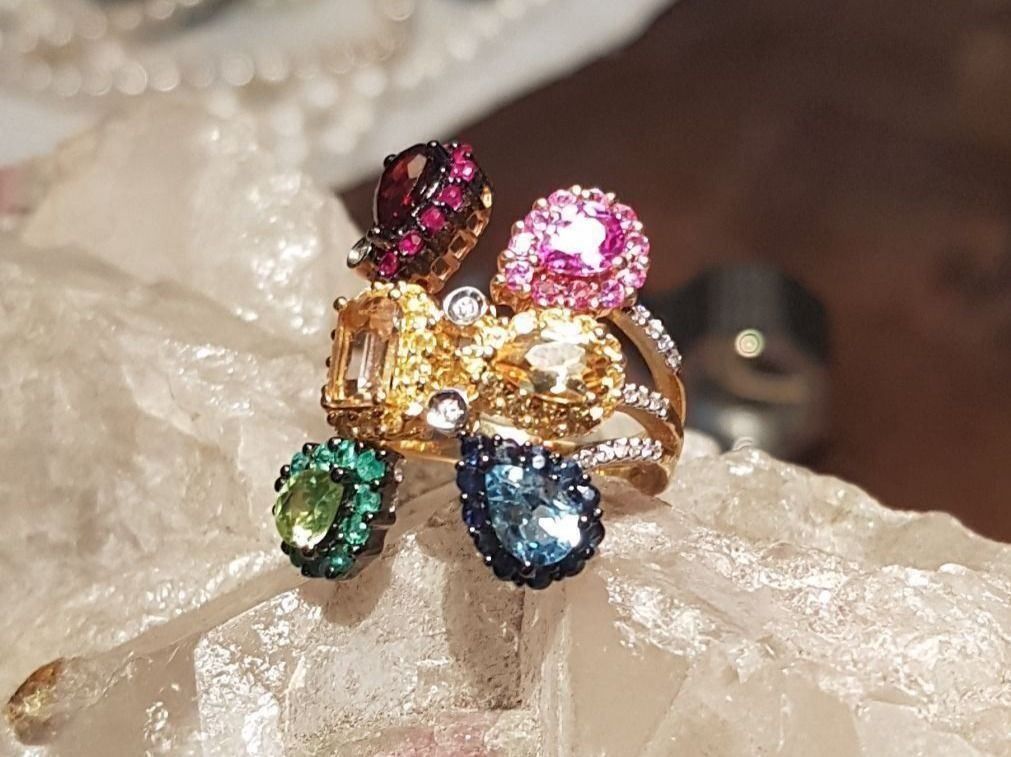 Ringe: Juwelen - RING mit vielen Edelsteinen – Neu (gemäss Beschreibung) aus Unterägeri von Altgoldschmuck 3