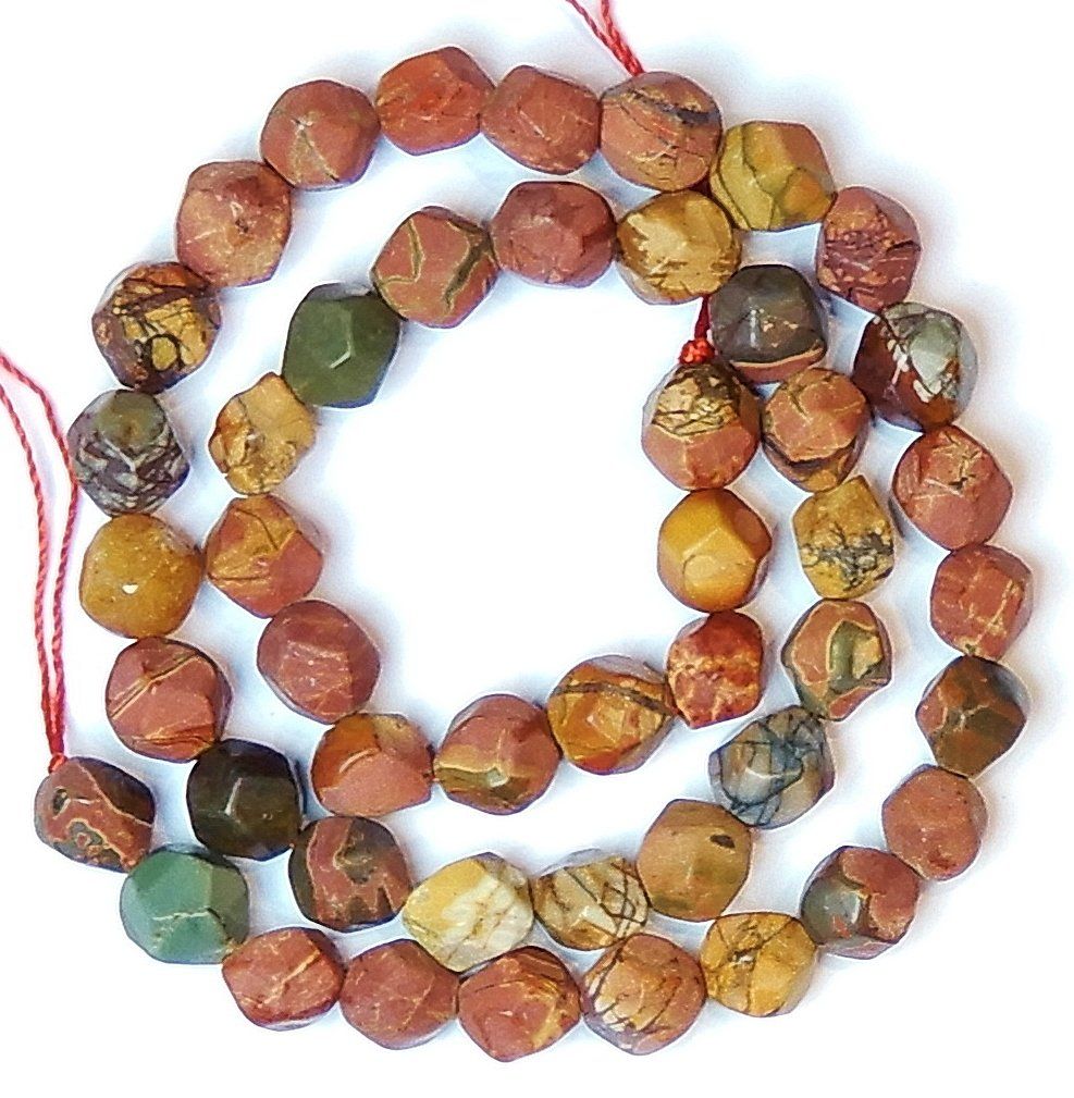 Catenine: 1 Strang echte matte Picasso Jasper Perlen 7-8 mm facettiert – Nuovo (secondo la descrizione) da Müllheim Dorf venduto da GUENI01
