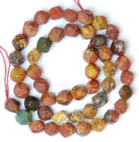 1 Strang echte matte Picasso Jasper Perlen 7-8 mm facettiert