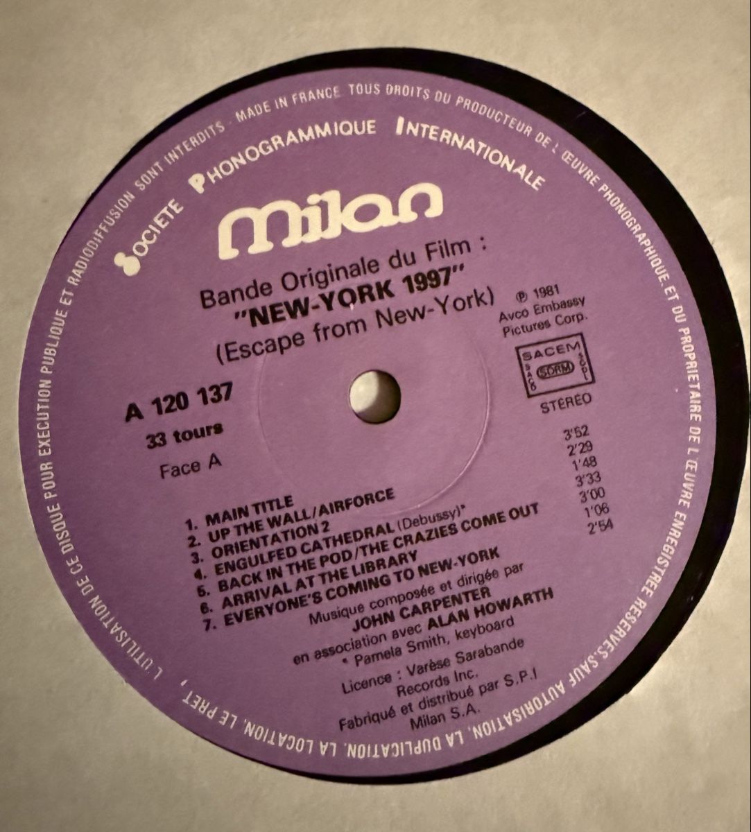 Dischi in vinile: John Carpenter - New York 1997  Schallplatte – Usato da Goldach venduto da Messerguru 5
