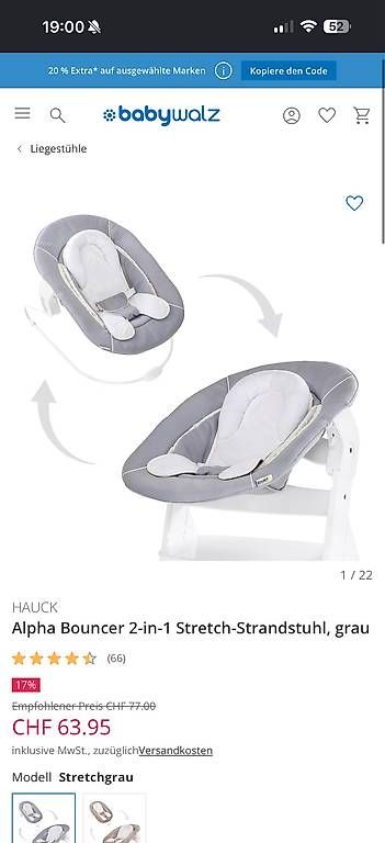 Sdraiette & Sdraiette a dondolo: Hauck Alpha Bouncer 2-in-1 + Esstisch – Usato da Frauenfeld venduto da armi1905 3
