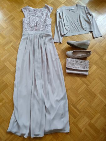 Abendkleid Grösse 38-40 / Bolero / Schuhe / Tasche hellrosa