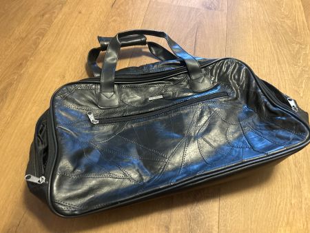 Vintage Stefano Reisetasche Sporttasche Leder Schwarz