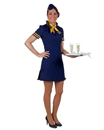 Stewardess Flight-Attendant Partykostüm Kleid Gr. 42/44
