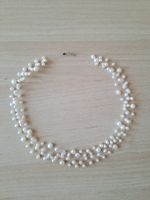 Collier de perles blanches d'eau douce, fermoir argent