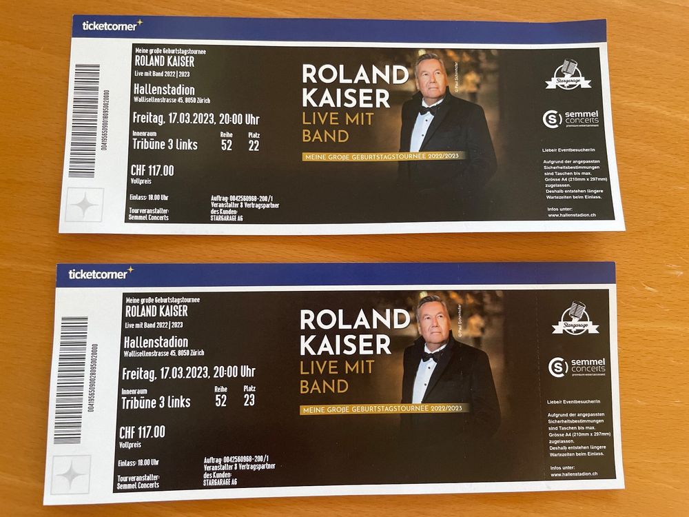 Konzerttickets Roland Kaiser Kaufen auf Ricardo