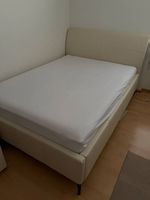 Bett Kunstleder beige 160x200cm guter Zustand