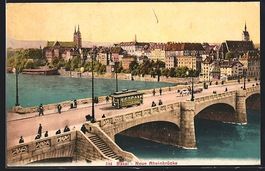Basel, Neue Rheinbrücke mit Strassenbah
