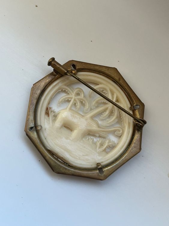 Broche Vintage Elfa Paris - Panthère Félin En Laiton Doré, Occasion, Années 70-80