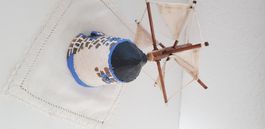 Windmühle Mini wie zb in NL DE GR Keramik Windrad Holz Stoff
