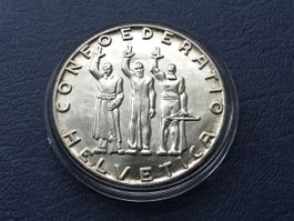 5 Franken Silbermünze BUNDESFEIER 1941 VZ +++