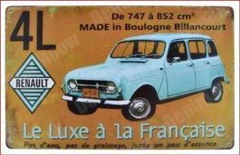 Renault 4L  Blechschild 20 x 30 cm. Kostenfreie Zustellung!