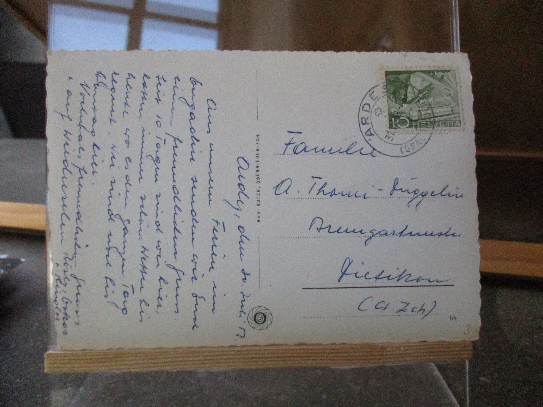 Cartoline postali: Ardez Engadin 1953 Postkarte  2 – Usato da Felsberg venduto da sanwill 1