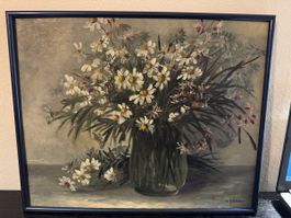 Blumenstillleben Gemälde von A.J. Wider im Rahmen🖼️ (52)