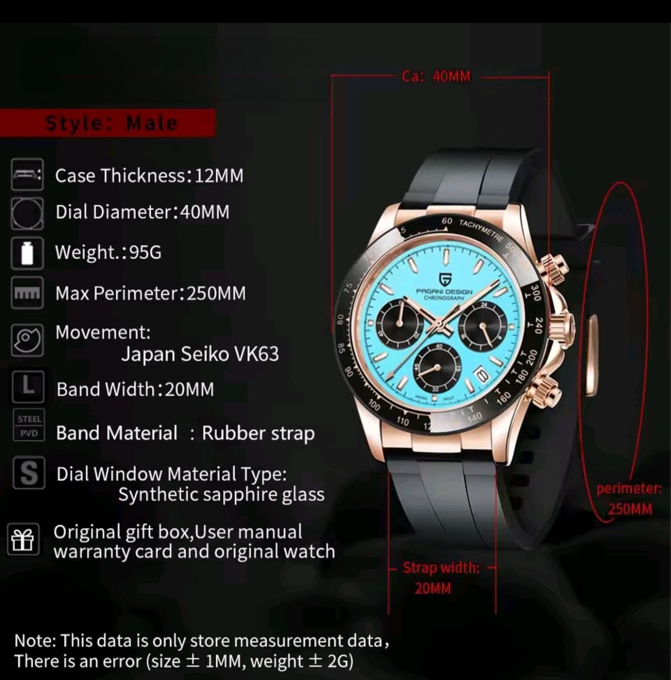 Pagani Design Orologi: Pagani Design Herrenuhr Chronograph – Nuovo e nell'imballaggio originale da Suhr venduto da sjay.Cv 7
