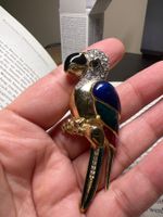Vintage Papagei Brosche mit Strass
