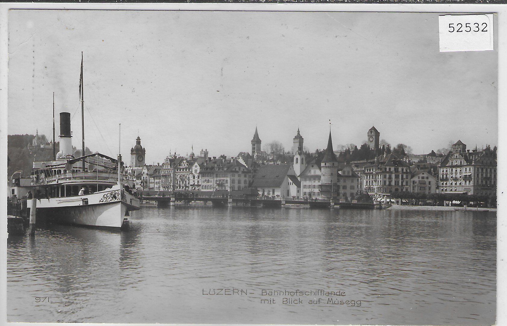 Cartoline postali: Luzern - Bahnhofschifflände - Dampfschiff – Usato da Ettingen venduto da Kartenplanet