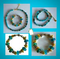 STEINKETTE ECHTER APATIT UND ARMBAND BEADS MURANO STYLE