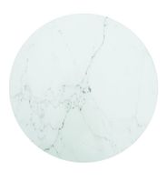 Tischplatte rund weiss 40cm Hartglas in Marmoroptik