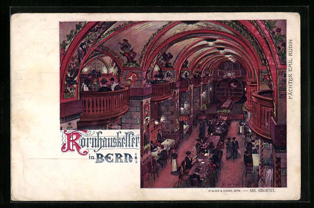 Cartoline postali: Bern, Kornhauskeller, Innenansicht mit G – Usato da Berlin venduto da bartko-reher