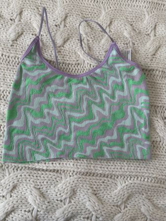 Croptop lila/grün gemustert von Urban Outfitters