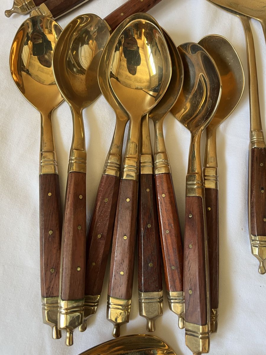 Bestecksets: GALLO Leonardo Besteck Bronze Rosenholz – Gebraucht aus Münchenstein von Sozial_Labor_Brocki 1