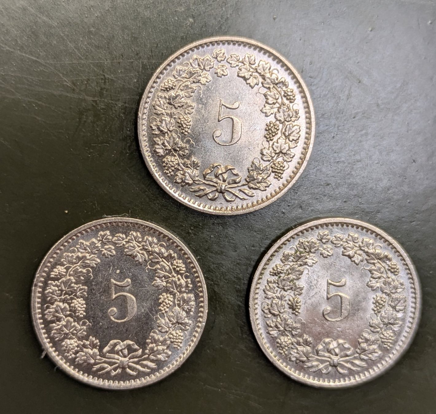 Alle Münzen: 3 x 5 Rappen 1979 vz – Gebraucht aus Zetzwil von Spitz70 1