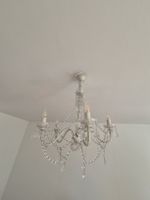 Kronleuchter weiss mit Kristallen 5-armig