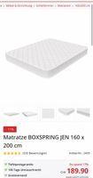 Matratze Boxspring weiss 160 x 200 cm - WIE NEU