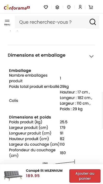 Conforama Divani: Canapé lit – Usato da Fribourg venduto da Es_Lim 3
