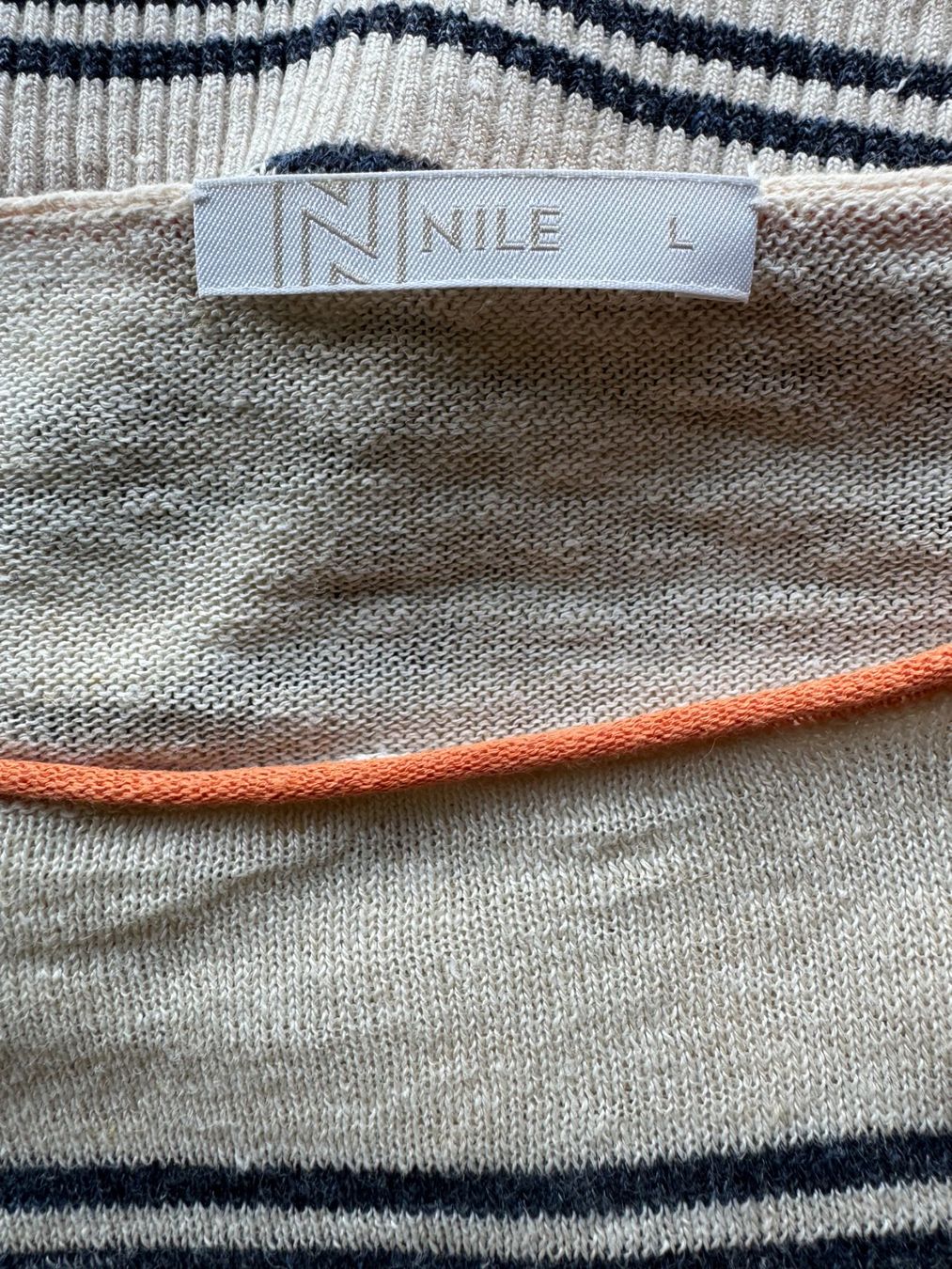 Nile Pulls & Sweat-shirts: Leinenpullover von Nile, gestreift beige blau – Neuf (Voir description) à Stäfa par Mofi8712 4