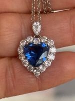 Luxus Elegante Zirkonia Kette Farbe : Silber weiss Blau