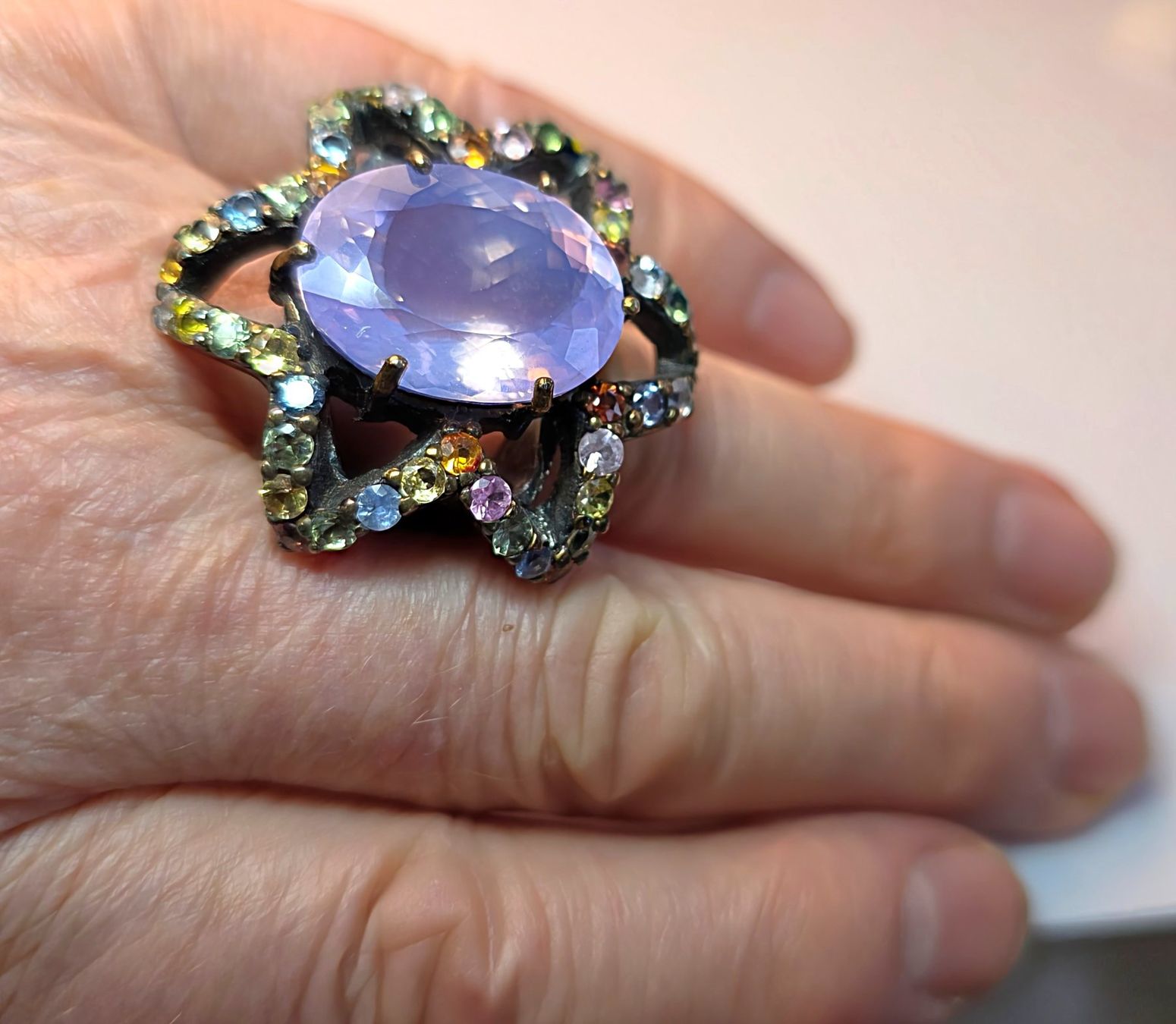 Anelli: Einzigartiger Ring mit vielen bunten Steinen, Grösse 57 – Nuovo (secondo la descrizione) da Zürich venduto da Bieter04 9