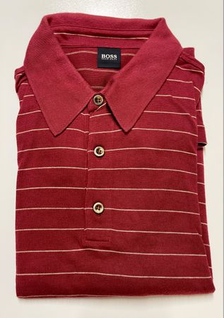 BOSS Orange Herren Poloshirt XL gestreift rot Baumwolle. NEU