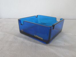Lufthansa Glas Aschenbecher Blau Vintage Rarität