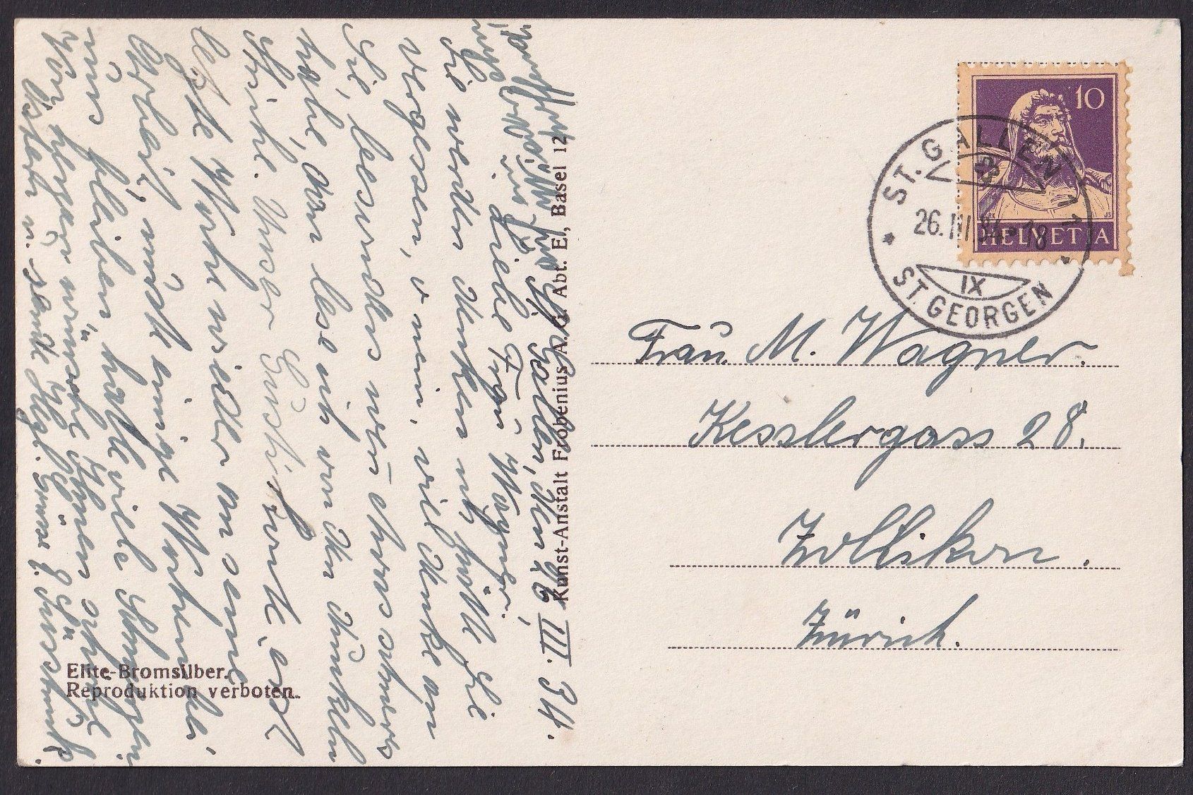 Cartoline postali: St. Georgen - St. Gallen Teilansicht – Usato da Olten venduto da clotaldi 1