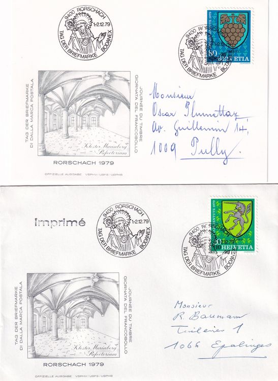 Tutti i francobolli: Tag der Briefmarke 1979 9400 Rorschach 1.-2.12.1979 – Usato da Birsfelden venduto da Sakurajima