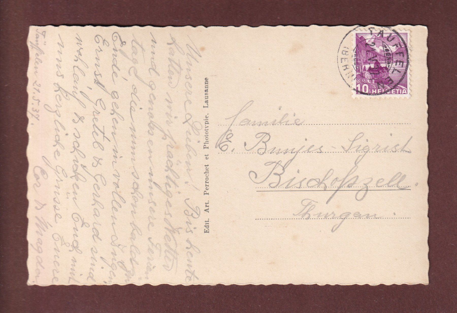 Cartes postales: BIENNE - Kunstlerheim - 1937 – D'occasion à Pully par nicecards-shop 1