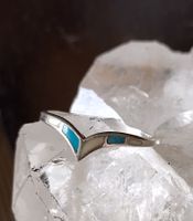 ZARTER RING SILBER 925 MIT PERLMUTT UND TÜRKIS EINLAGE
