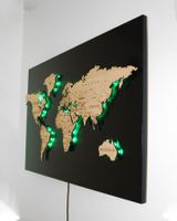 Weltkarte aus Holz mid LED