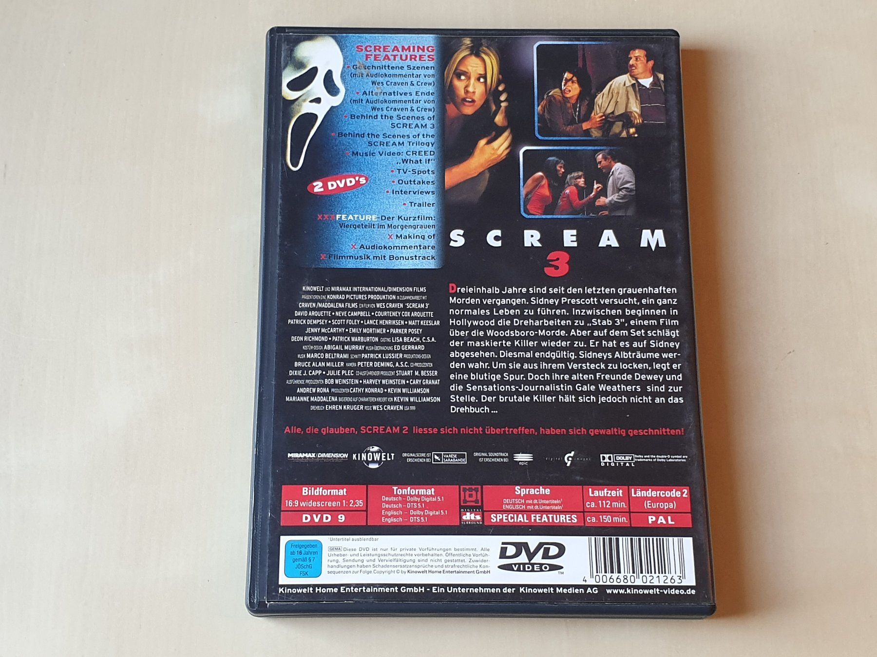 Alle DVDs: Scream 3 (2 DVD's) – Gebraucht aus Stansstad von collectorsshop 1