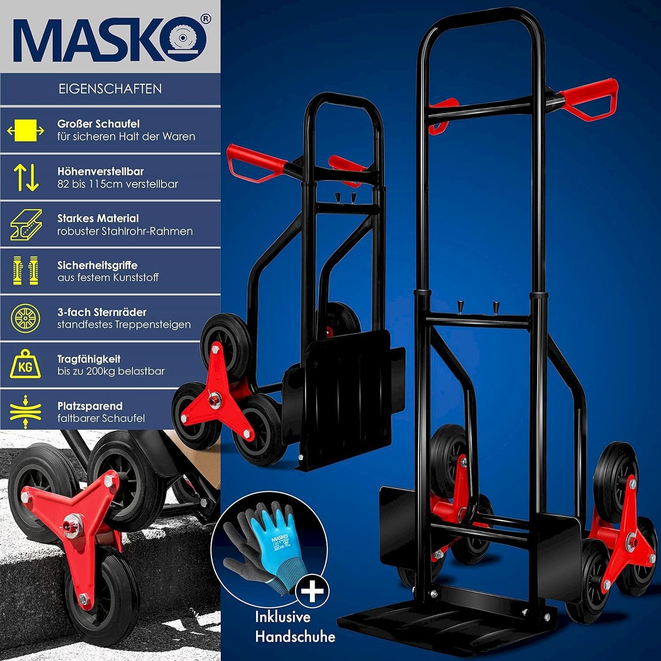 Altro per stoccaggio & trasporto: MASKO Sackkarre 200 kg Schwarz – Nuovo e nell'imballaggio originale da Bottighofen venduto da zaap 1