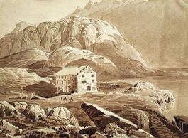 GABRIEL LORY fils – Grimsel Hospiz, Sepia-Aquarell
