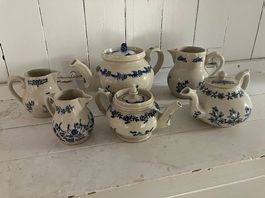 Sarreguemines Terre d'Acier : 3 théières + 3 pots à lait