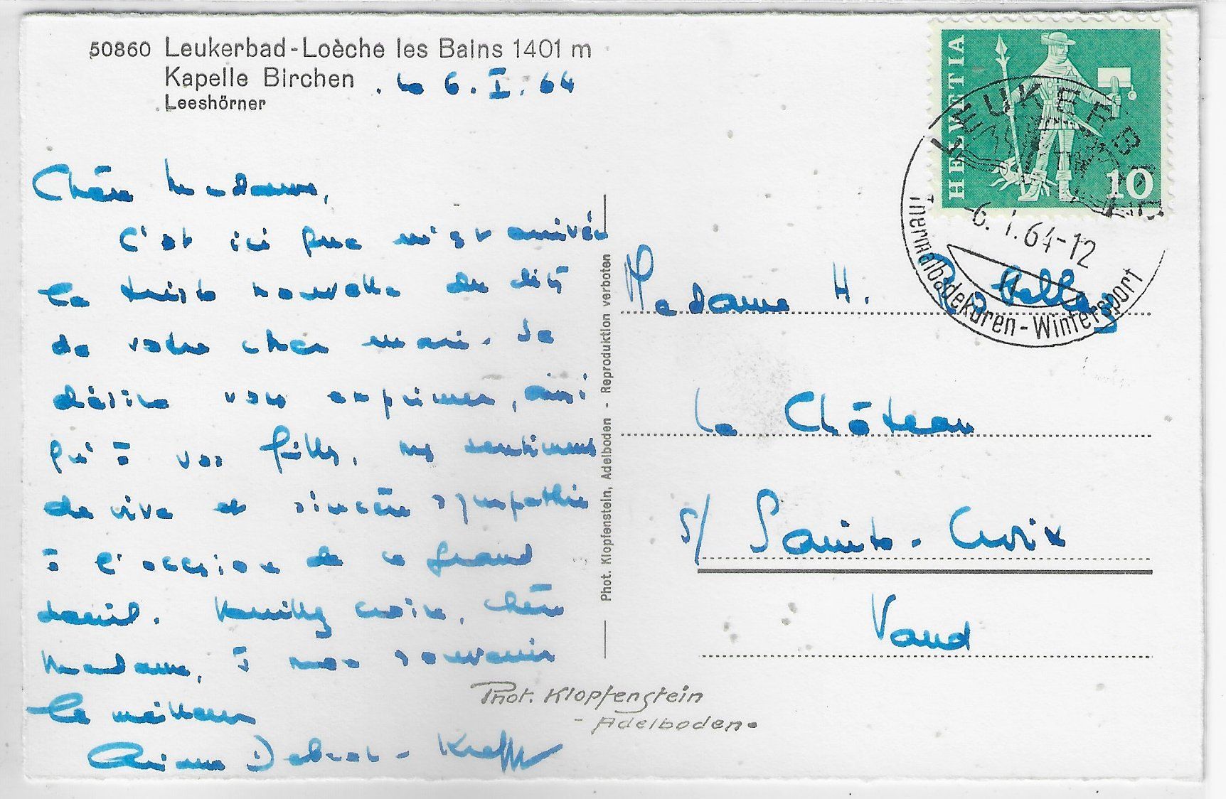 Cartoline postali: Leukerbad - Kapelle Birchen im Winter – Usato da Ettingen venduto da Kartenplanet 1