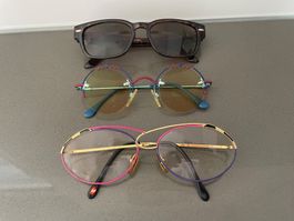 3 Damen Brillen Vintage bunte Fassungen, Sonnenbrille ab 1.-