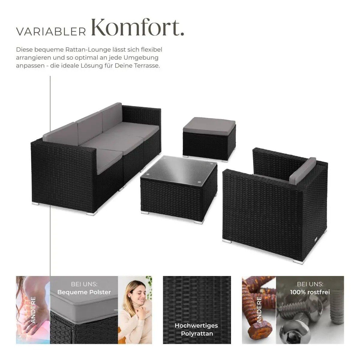 Set de table et chaises: Rattan Lounge mit Sessel Gartenmöbel Set BELVANO – Neuf avec emballage d'origine à Lachen SZ par sw3zzy 1