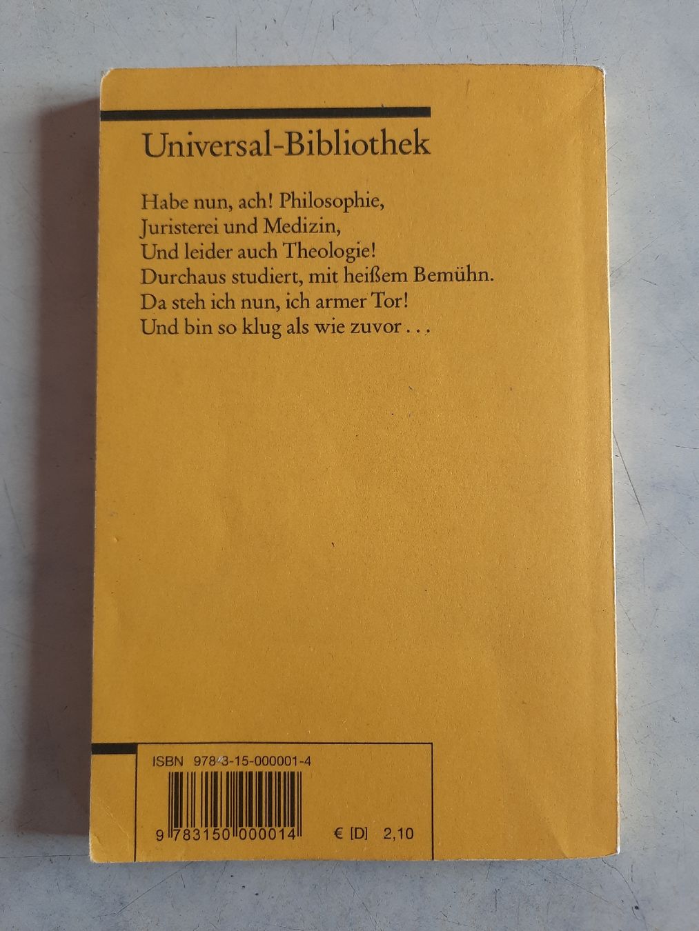 Libri: Goethe : Faust. Der Tragödie Erster Teil , Reclam – Usato da Nottwil venduto da mar_jqm7 1