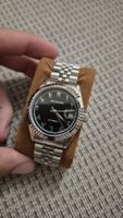 Automatik Herrenuhr mit arabischen Ziffern – Silber/Schwarz